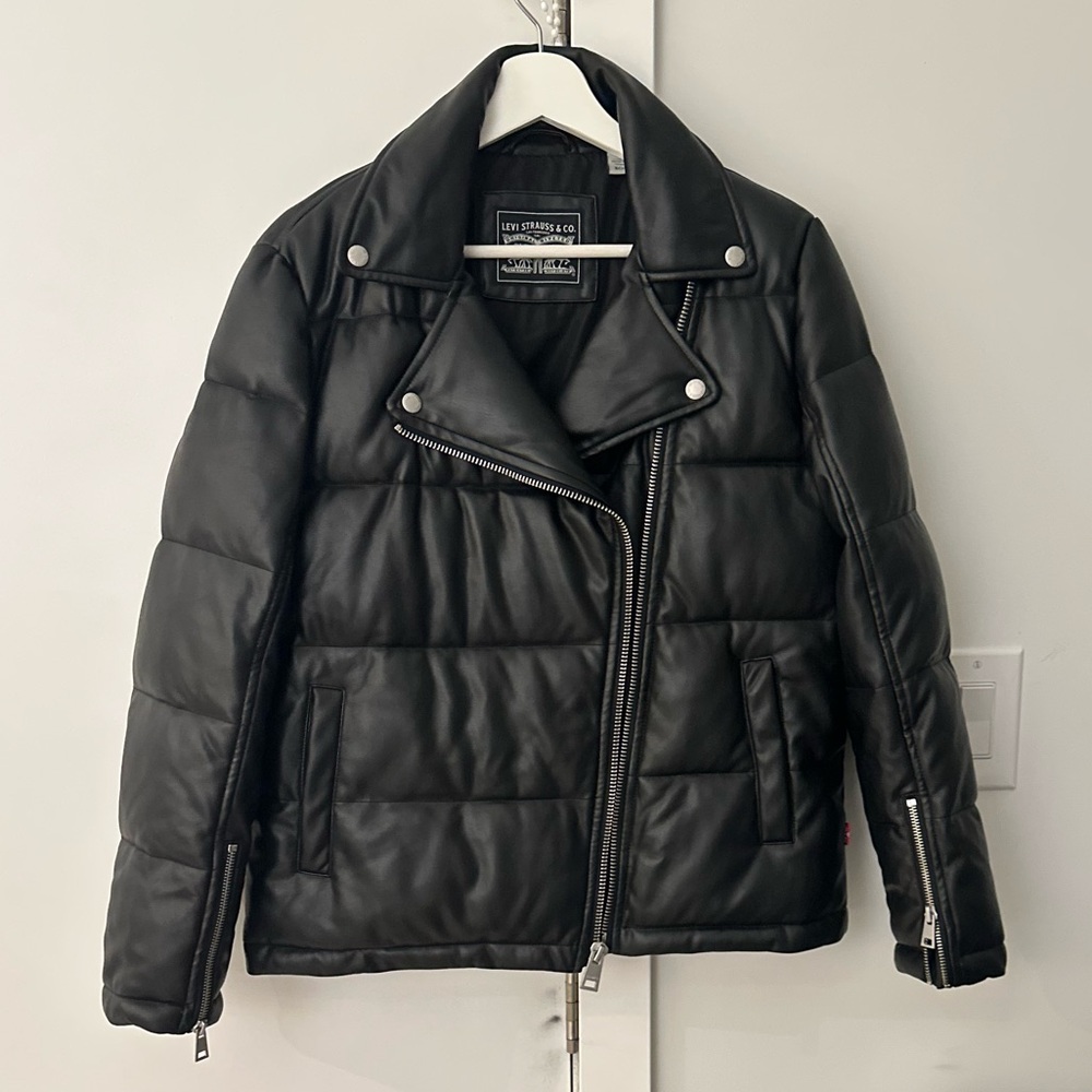 Levi's Puff‎ Black Faux Leather Jacket XS